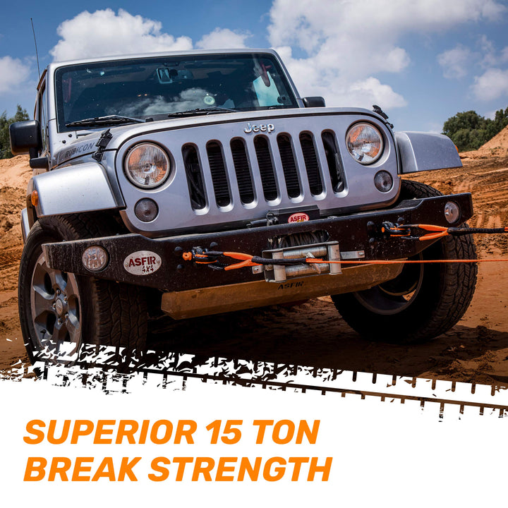 Tow Strap | 3 x 20 ft. Off Road Recovery Rope | 30,180 lb Break Strength Capacity | Heavy Duty Winch Strap with Triple Reinforced End Loops | Essential Recovery Kit for Getting Unstuck