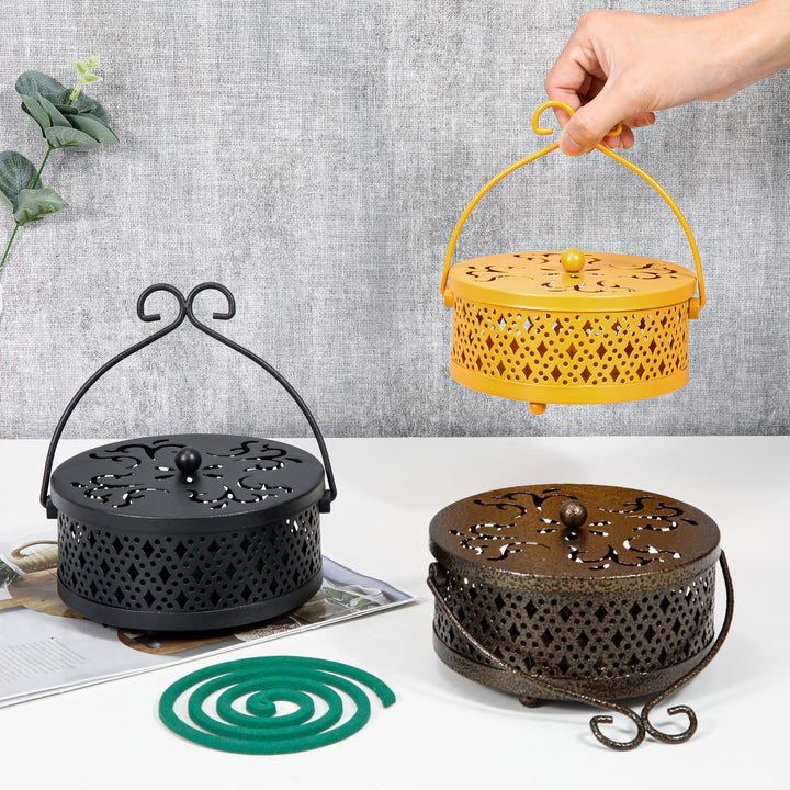 Mosquito Coil Holder, Retro Portable Mosquito Incense Burner for Home and Camping (Bronze)