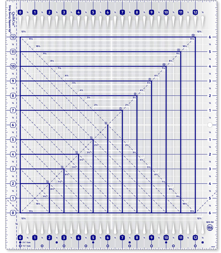 QuiltCut Strip Savvy Square Up Slotted Quilting Ruler, 