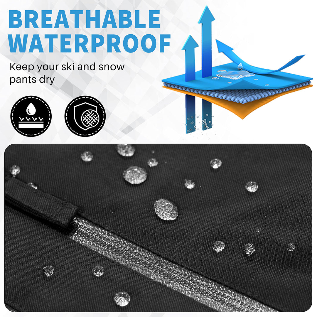Winter Waterproof Snow Pants: Insulated Fleece Lined Ski Pants for Men Women - Super Soft Outdoor Hiking Pants with Zipper Pockets XXL Black