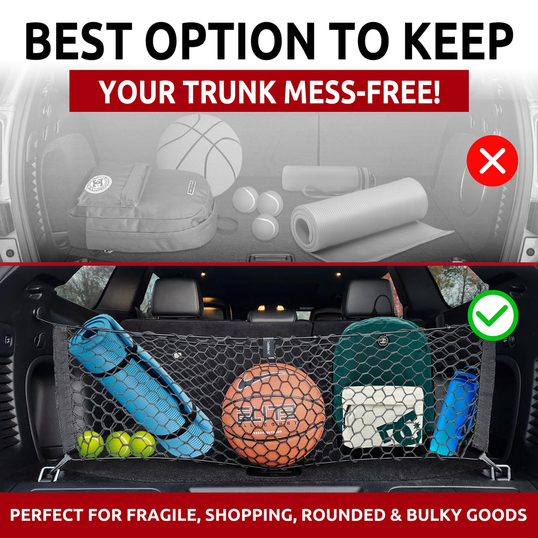 Envelope Style Trunk Mesh Cargo Net - for Jeep Grand Cherokee 2011-2023 Car Accessories - Premium Trunk Organizers and Storage - SUV Truck Cargo Nets - Vehicle Carrier Organizer for Cherokee WK