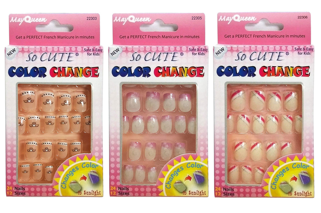 3Pack So Cute Junior Color Changing Sticker Nail for Kids 22303/22305/22306