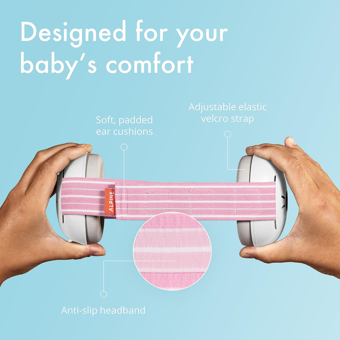 Alpine Muffy Baby Ear Protection for Babies and Toddlers up to 36 Months - CE & ANSI Certified - Noise Reduction Earmuffs - Comfortable Baby Headphones Against Hearing Damage & Improves Sleep - Pink