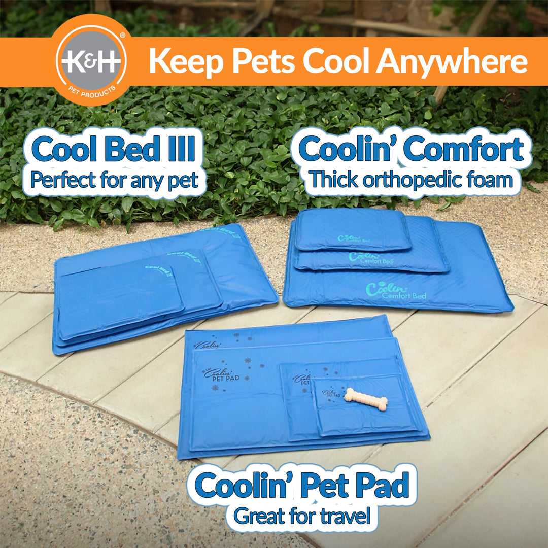 K&amp;H Pet Products Cool Bed III Dog Cooling Mat, Indoor Outdoor Cooling Beds for Large Dogs, Chilling Pet Pad for in Home, Outdoor Houses, Crates, Yards, Porches - Large 44 X 32in Chill Blue
