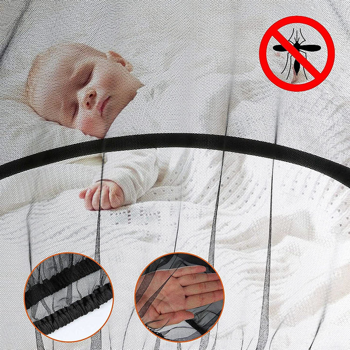 Baby Stroller Mosquito nets, Universal Lock-Type Baby Stroller Mosquito nets, Stretch nets, Breathable and Folding Dual-use Zipper nets, Baby car seat Covers, Cradles (Black)