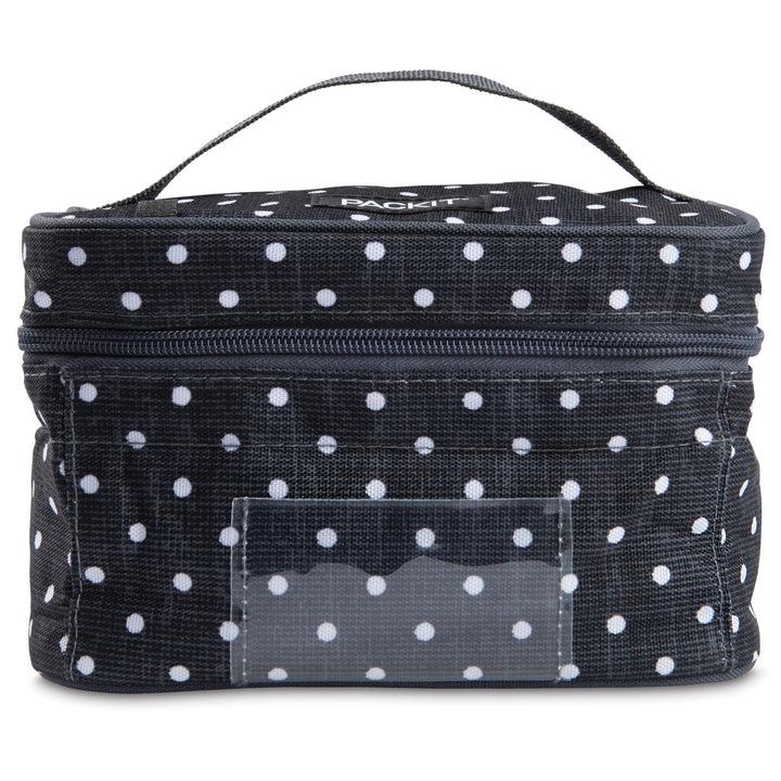 Freezable Bottle Cooler for Breastmilk and Formula, Polka Dots, Built with EcoFreeze Technology, Collapsible, Reusable, Zip Closure and Top Handle, Fits up to four, 5 oz Bottles
