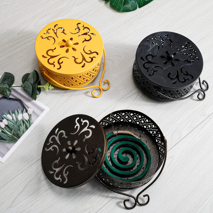 Mosquito Coil Holder, Retro Portable Mosquito Incense Burner for Home and Camping (Bronze)