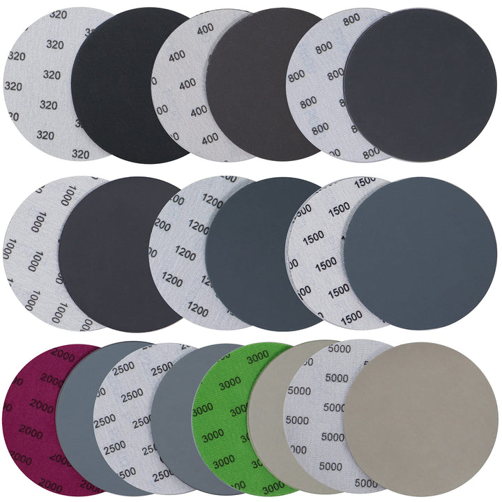 40PCS 5 inch No Hole #320-#5000 Wet Dry Sanding Discs 320 400 800 1000 1200 1500 2000 2500 3000 5000 Grit Sandpaper Compatible for Random Orbital Sanders (#320-#5000 10Kind Grit Each 4PCS)