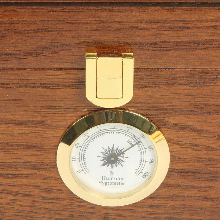 Desktop Humidor, Capri Elegant, Tempered Glasstop, Spanish Cedar Divider, Brass Ring Glass Hygrometer, Holds 25 to 50 Cigars