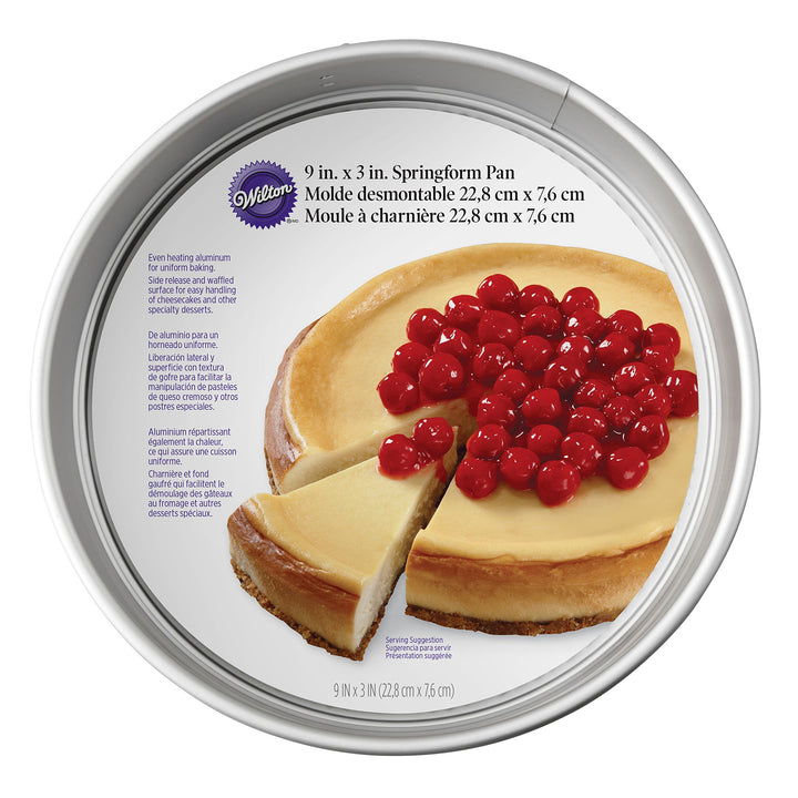 Springform Pan, 9-Inch Round Aluminum Pan for Cheesecakes and Pizza