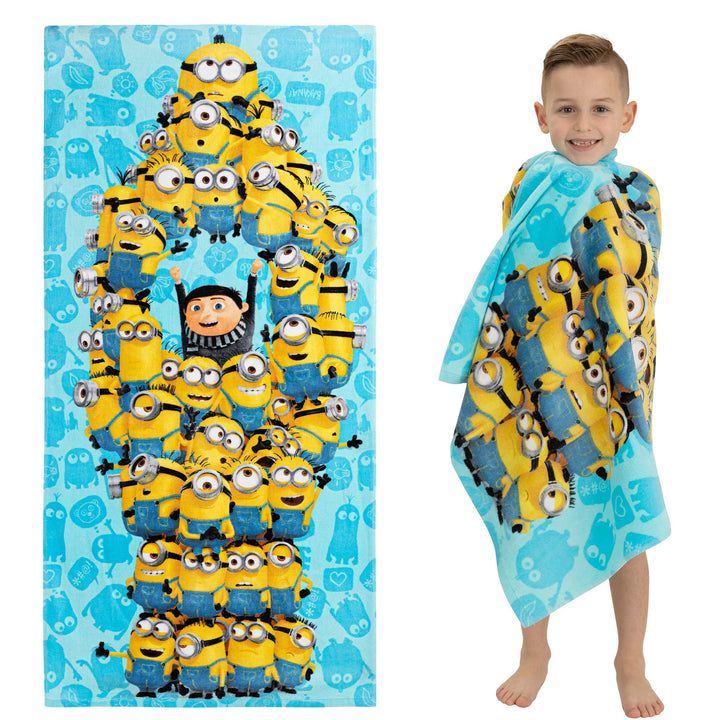 Kids Super Soft Cotton Bath/Pool/Beach Towel, 58 in x 28 in, Minions The Rise Of Gru