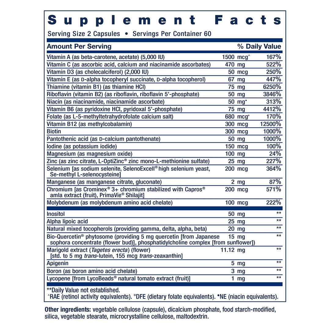 Two-Per-Day Multivitamin, Vitamins B, C, D, zinc, Packed with Over 25 Vitamins, Minerals &amp; extracts, Two-Month Supply, Non-GMO, Gluten-Free, 120 Capsules