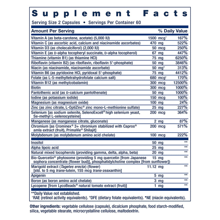 Two-Per-Day Multivitamin, Vitamins B, C, D, zinc, Packed with Over 25 Vitamins, Minerals &amp; extracts, Two-Month Supply, Non-GMO, Gluten-Free, 120 Capsules