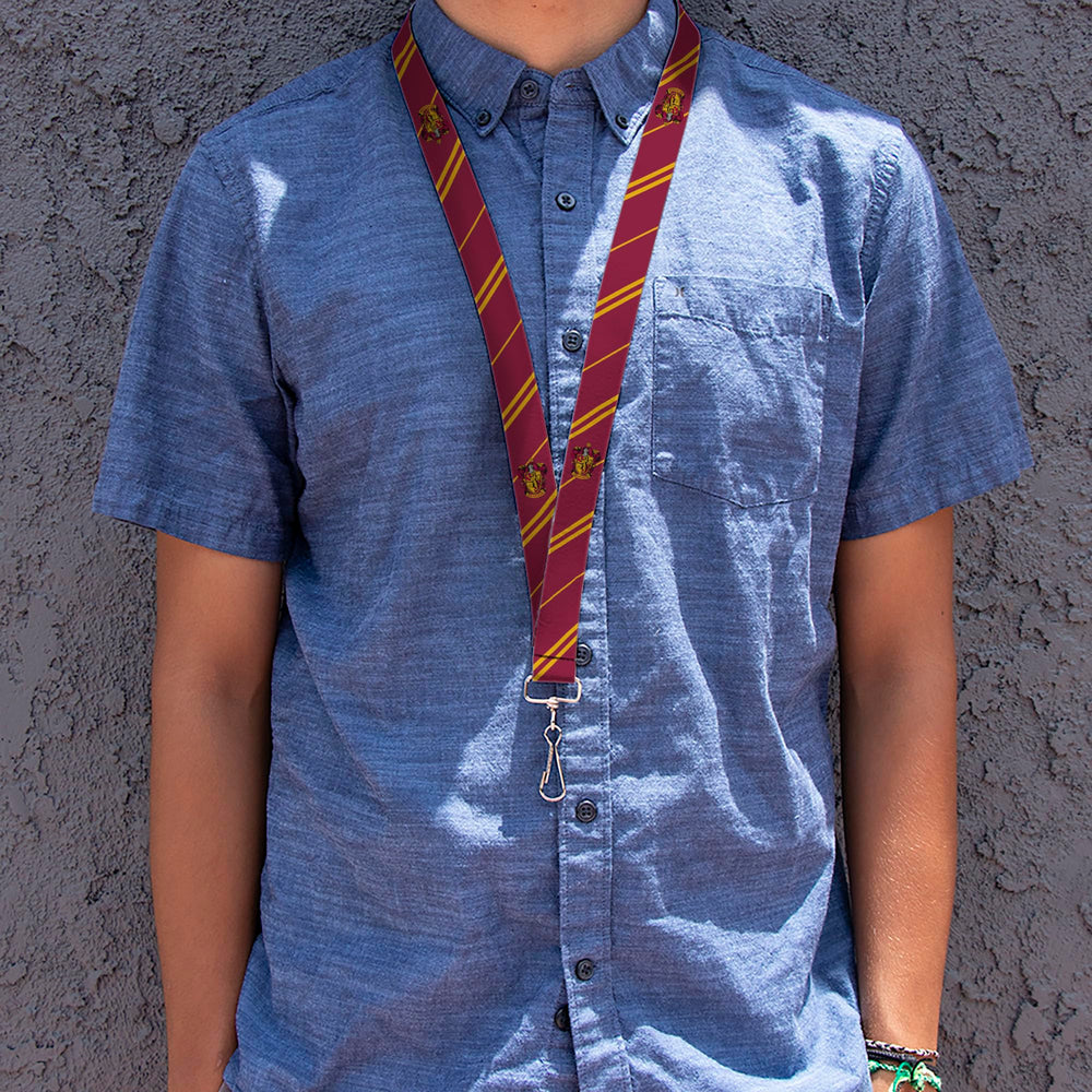 Buckle Down Lanyard - 1.0 - GRYFFINDOR Crest/Stripe Burgundy/Gold Accessory, -Multi-Colored, One-Size