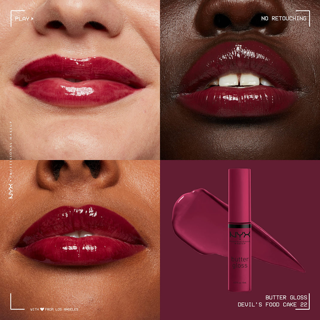 Butter Gloss, Non-Sticky Lip Gloss - Devil&#39;s Food Cake (Deep Plum)