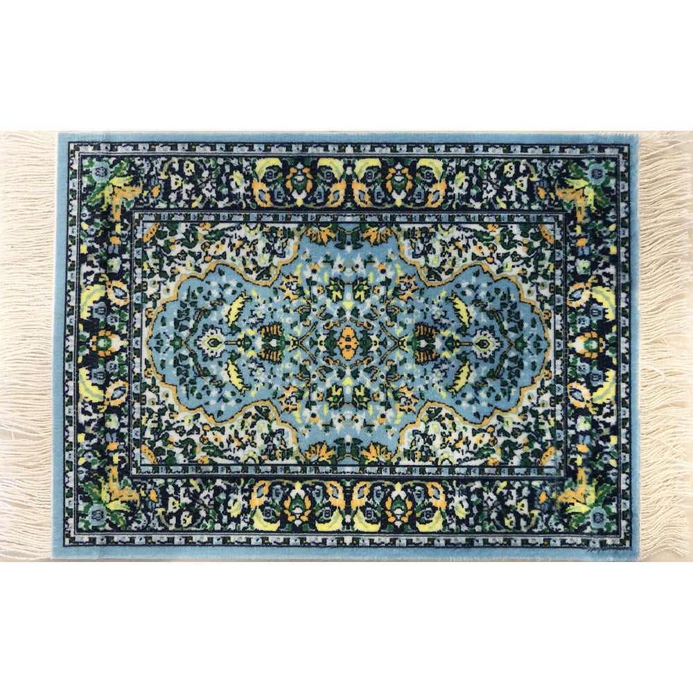 Set of 4 Carpet Coasters - Rug Table Drink Holders - Oriental Design Fabric Elegant Carpets, Spill & drip Protection, Rectangular