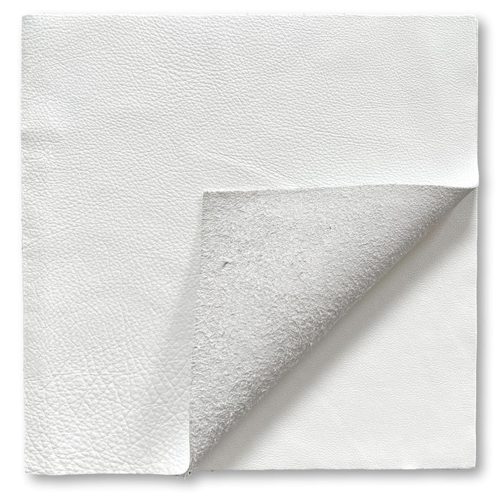 Natural Grain Cow Leathers: 12&#39;&#39; x 12&#39;&#39; Pre-Cut Leather Pieces (White, 1 Piece)