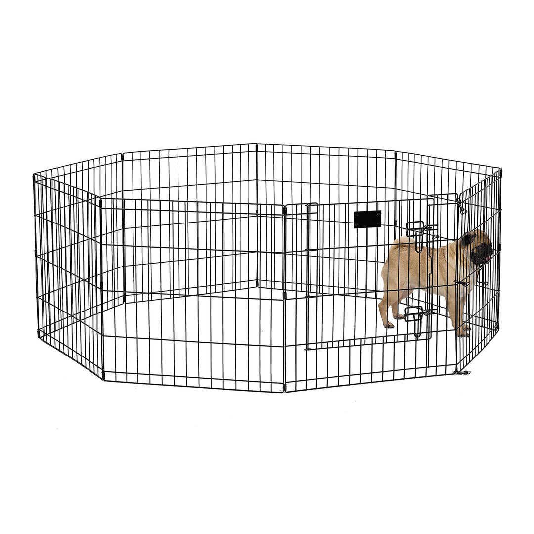 Dog Exercise Pen &amp; Playpen, 24 W x 24 H, No Door, Black