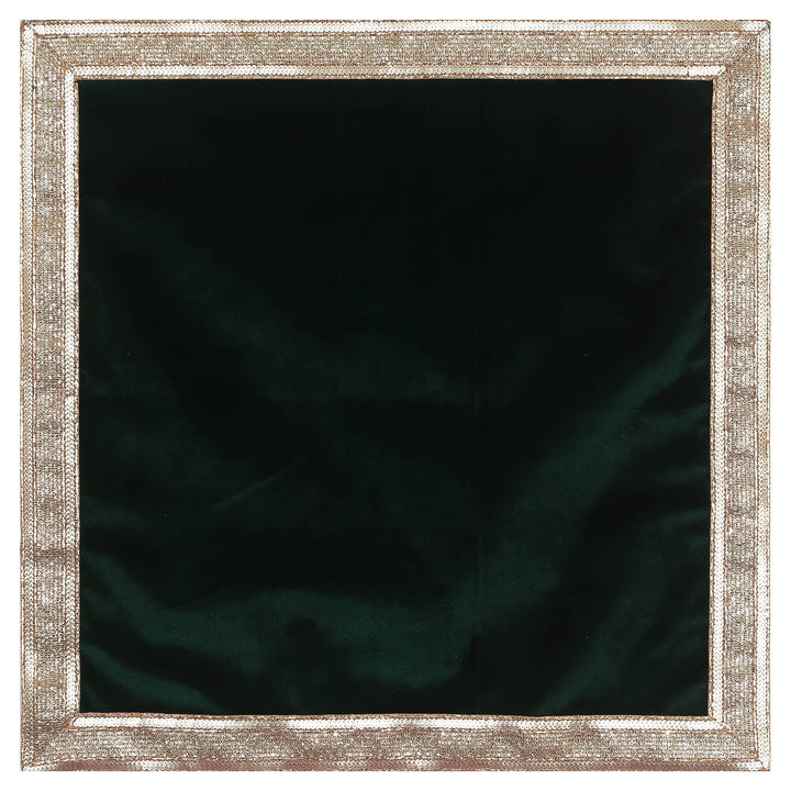 Green Velvet Cloth with Golden Shinny Border, Namaaz, Muslim Cloth, Aasan, Alter, Altar, Tarot Table Cloth Holy Square Tablecloth