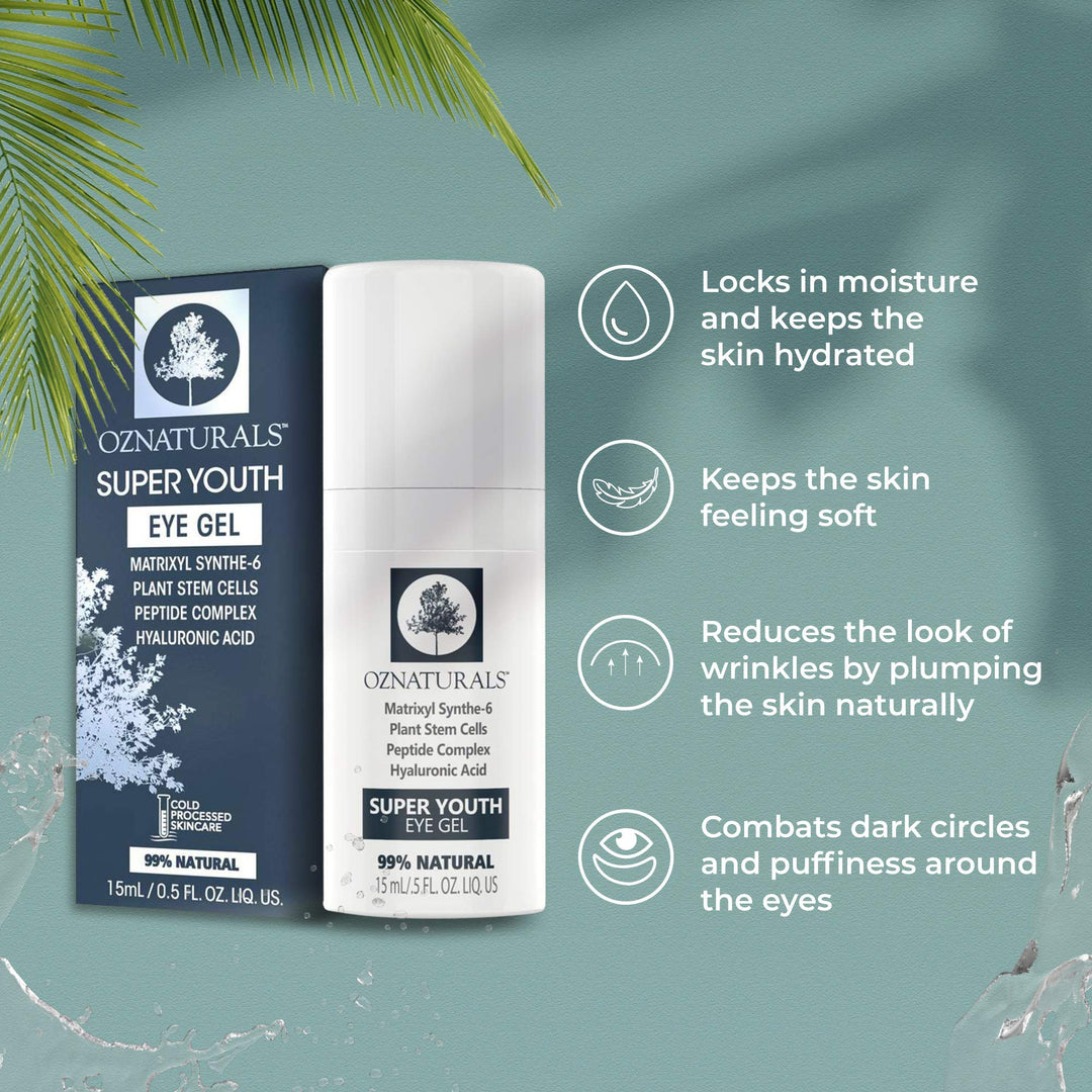 OZNATURALS Anti Aging Eye Gel With Hyaluronic Acid - Dark Circles Under Eye Treatment for Women - Best Eye Cream Products For Puffy Eyes &amp; Wrinkles