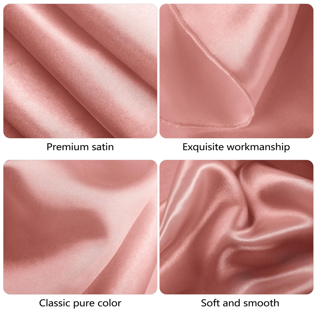 120 Inches Round Satin Tablecloths Rose Gold Overlay Round Satin Table Cover Bright Silk Tablecloth Smooth Fabric Table Decor for Wedding Banquet Table Decoration
