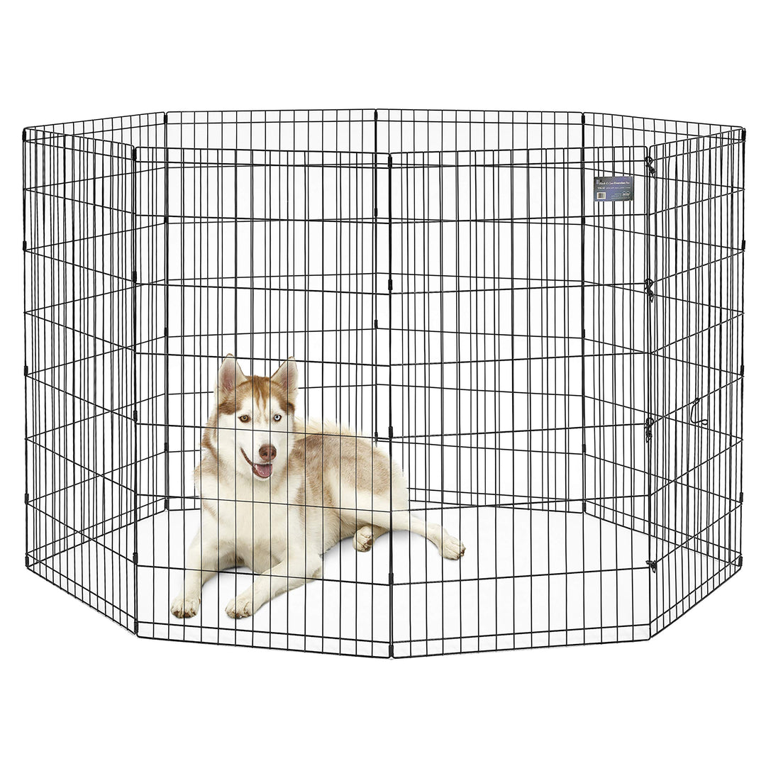 Dog Exercise Pen &amp; Playpen, 24 W x 48 H, No Door, Black