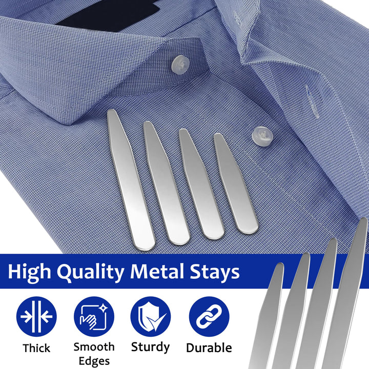 20 Metal Collar Stays For Men&#39;s Dress Shirts - Pick Between 2, 2.2, 2.5, 2.7, 3 - Perfect Length for a Custom Fit and Sharp Look