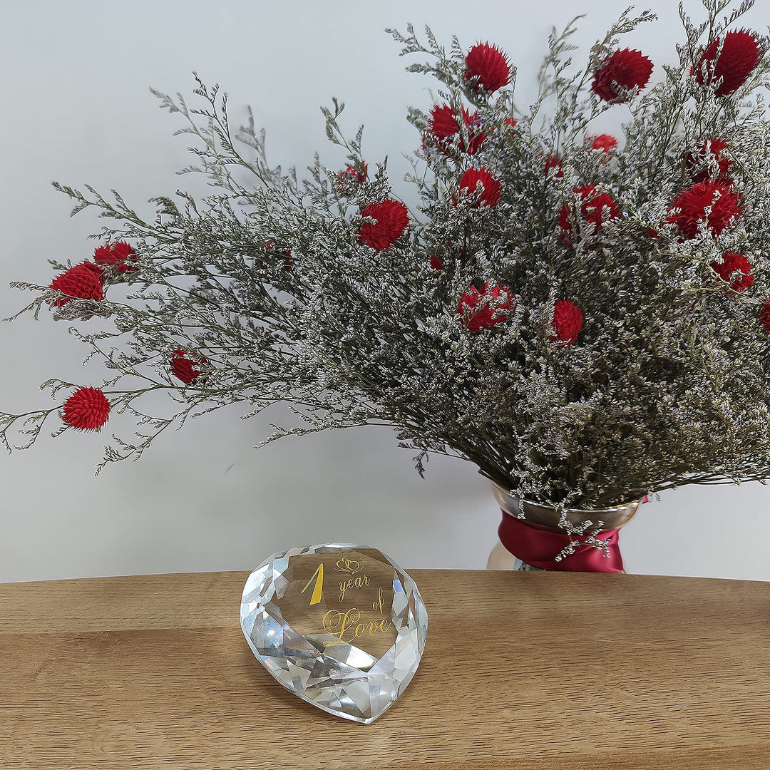 1 Year Anniversary Crystal Gifts for Her Him, 1st Wedding for Husband Wife Boyfriend or Girlfriend One Year Anniversary Marriage Presents