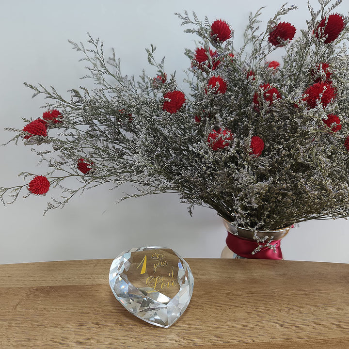 1 Year Anniversary Crystal Gifts for Her Him, 1st Wedding for Husband Wife Boyfriend or Girlfriend One Year Anniversary Marriage Presents