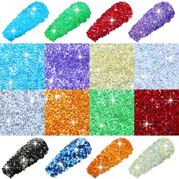 11520 Pieces 1.2 mm Mini Crystals Micro Pixie Nail Rhinestones DIY Crystal Gems Stones Glass Sand Rhinestones for Home Beauty Salon Nail Decorations (White, Iridescent, Silver, Gold)