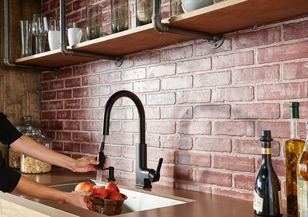 Matte Black Deck Mounted Modern Soap Dispenser for Kitchen Sink with Above the Sink Refillable Bottle, 3942BL