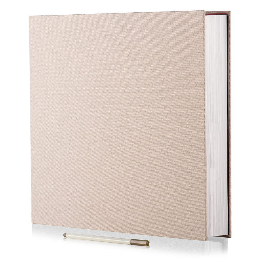 Photo Album Self Adhesive 3x5 4x6 5x7 6x8 8x10 8.5x11 11x10.6 Magnetic Scrapbook Album DIY Length 11x10.6 Inch 40 Pages Linen Cover DIY Photo Album with A Metallic Pen and DIY Accessories(Light Beige)