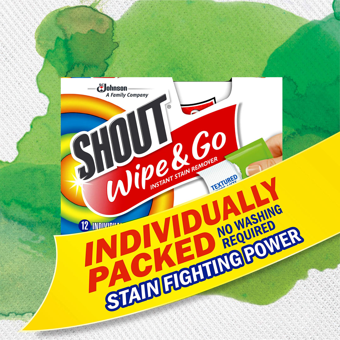 Shout Wipes, Wipe and Go Instant Stain Remover, Laundry