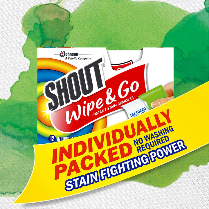 Shout Wipes, Wipe and Go Instant Stain Remover, Laundry