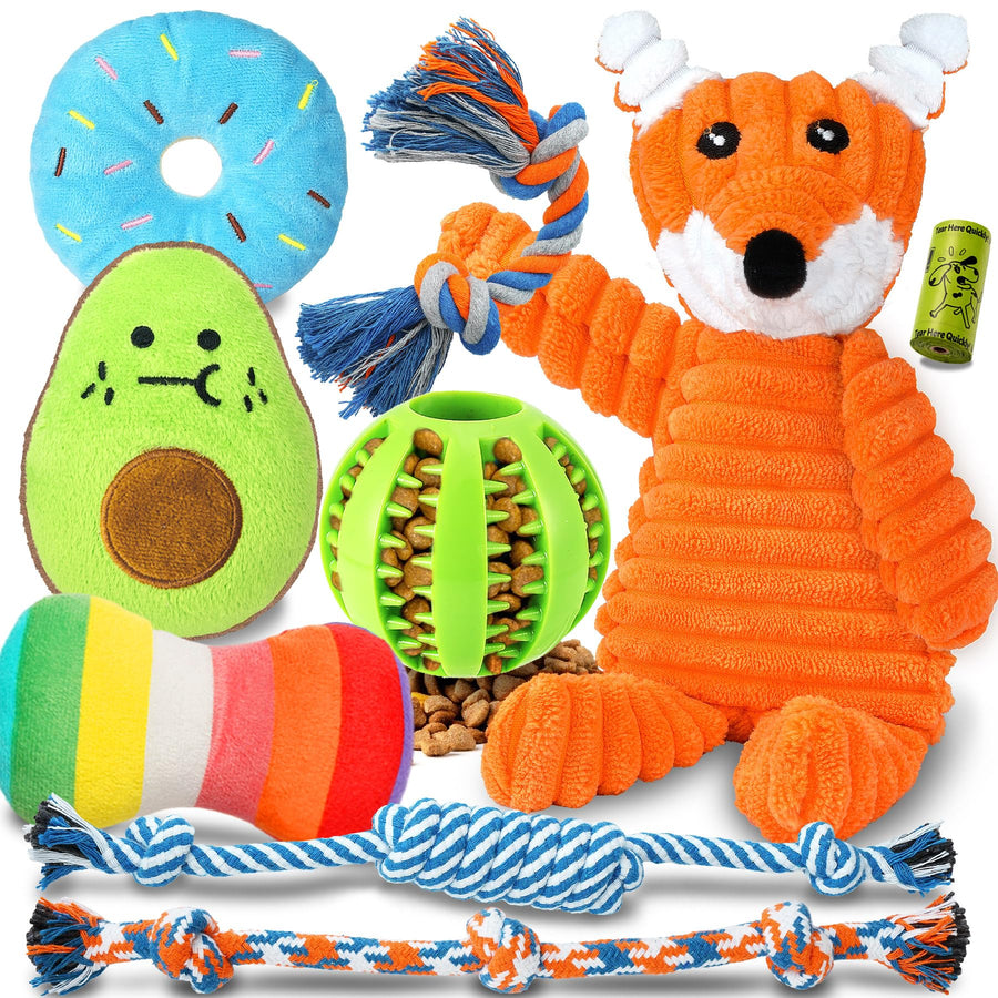 9 Pack Luxury Puppy Toys for Teething Small Dogs, Puppy Chew Toys with Cute Squeaky Dog Toys, Ball and More Rope Dog Chew Toys