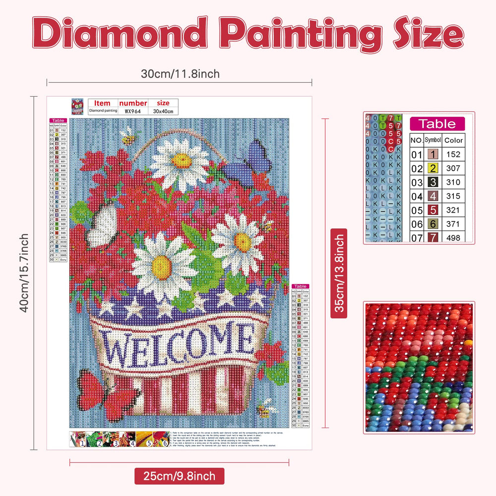 Diamond Painting Flowers, 5D DIY Diamond Painting Kit Paint with Diamonds Full Drill Diamond Art for Adults Paint by Diamond Kits Gem Art Diamond Painting Butterfly 12x16 Inch