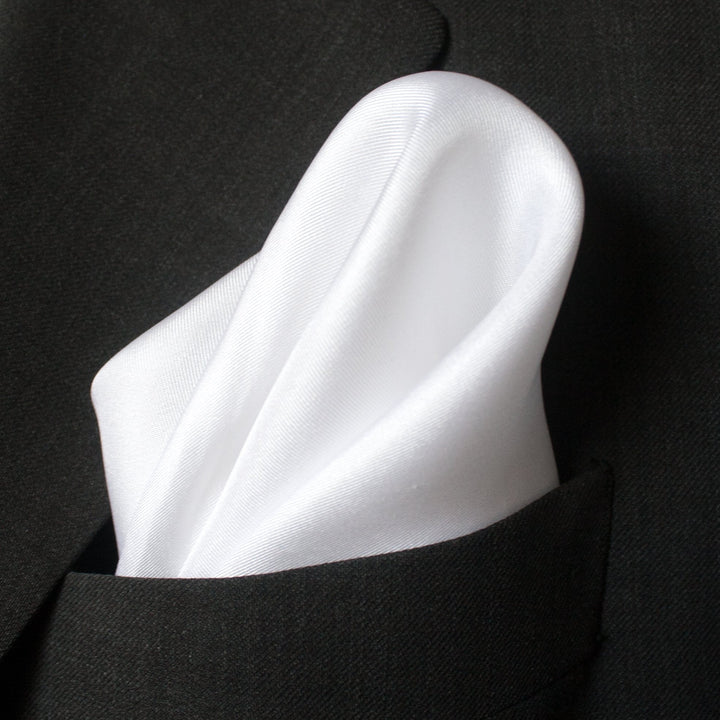 Royal Silk Fine White Silk Twill Pocket Square 100% Sil