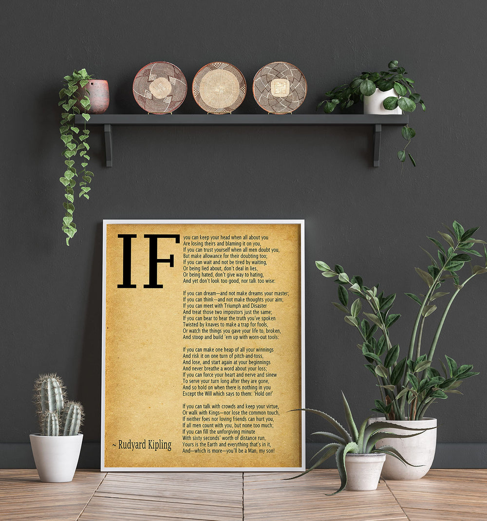 IF Poem Art Print IF Poem by Rudyard Kipling Art Print IF Poster If Poem Poster If Poem Print If Poem Wall Art If you can If by Kipling Poem (8.3 x 11.7 (A4), Vintage)