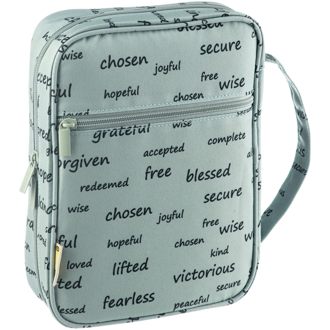 Bible Cover with Handles, Zippered Bible Carrying Case for Men and Women, Bible Tote Bag for Kids, Bible Book Cover, Bible Accessories, Christian Gifts 7.5 x 10 x 2.5in (Noble Words)