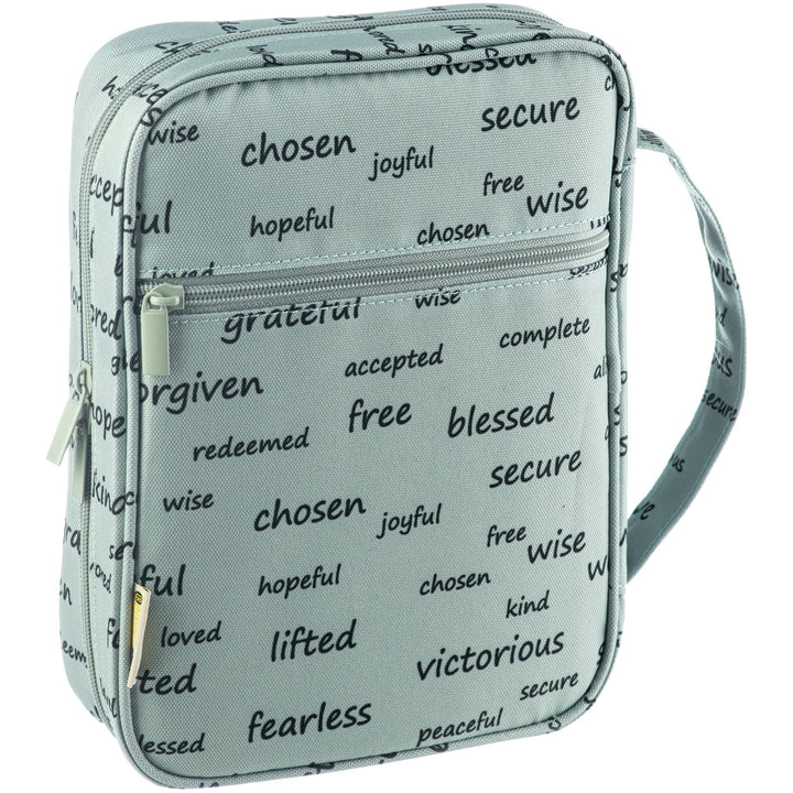 Bible Cover with Handles, Zippered Bible Carrying Case for Men and Women, Bible Tote Bag for Kids, Bible Book Cover, Bible Accessories, Christian Gifts 7.5 x 10 x 2.5in (Noble Words)