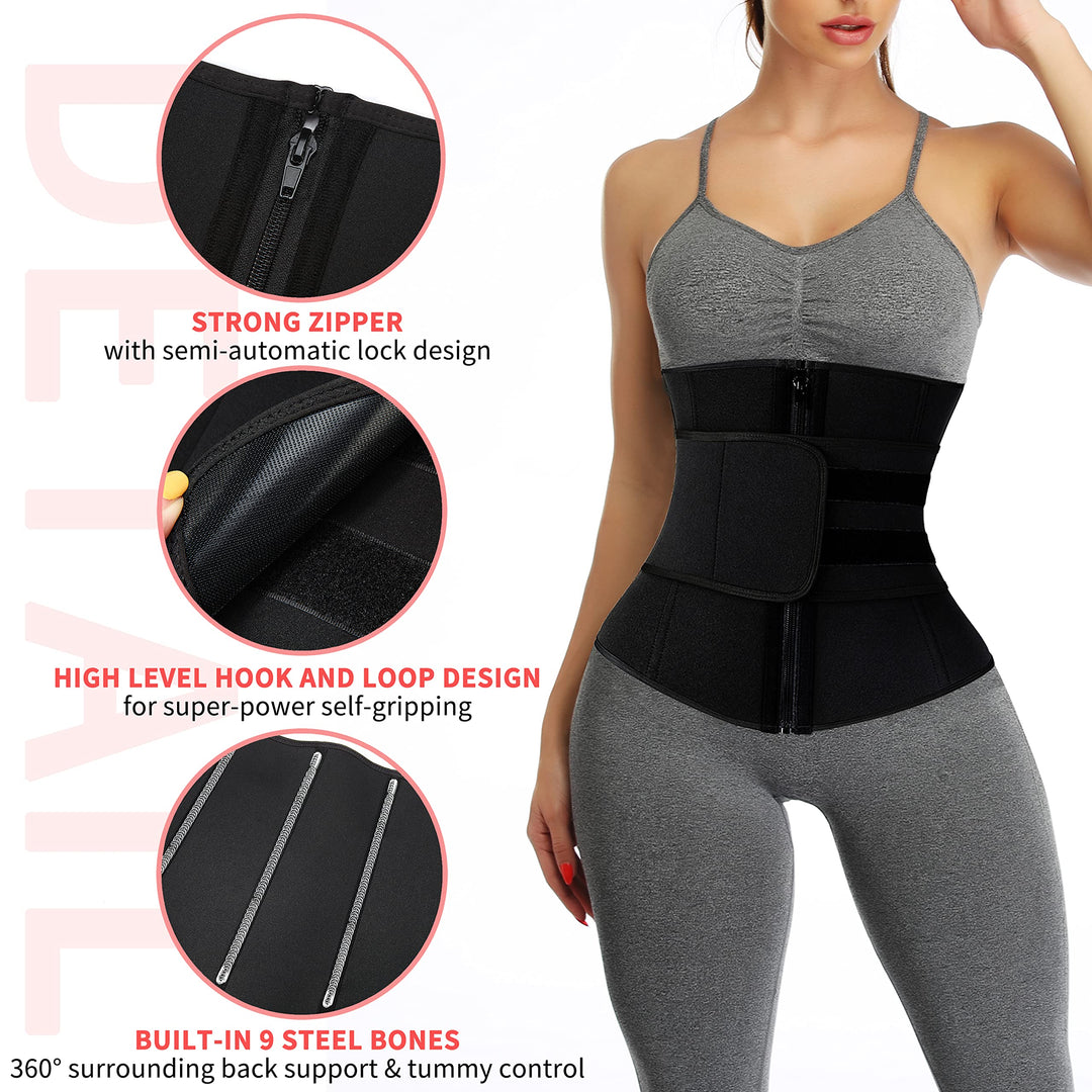 KIWI RATA Neoprene Sauna Waist Trainer Corset Sweat Bel