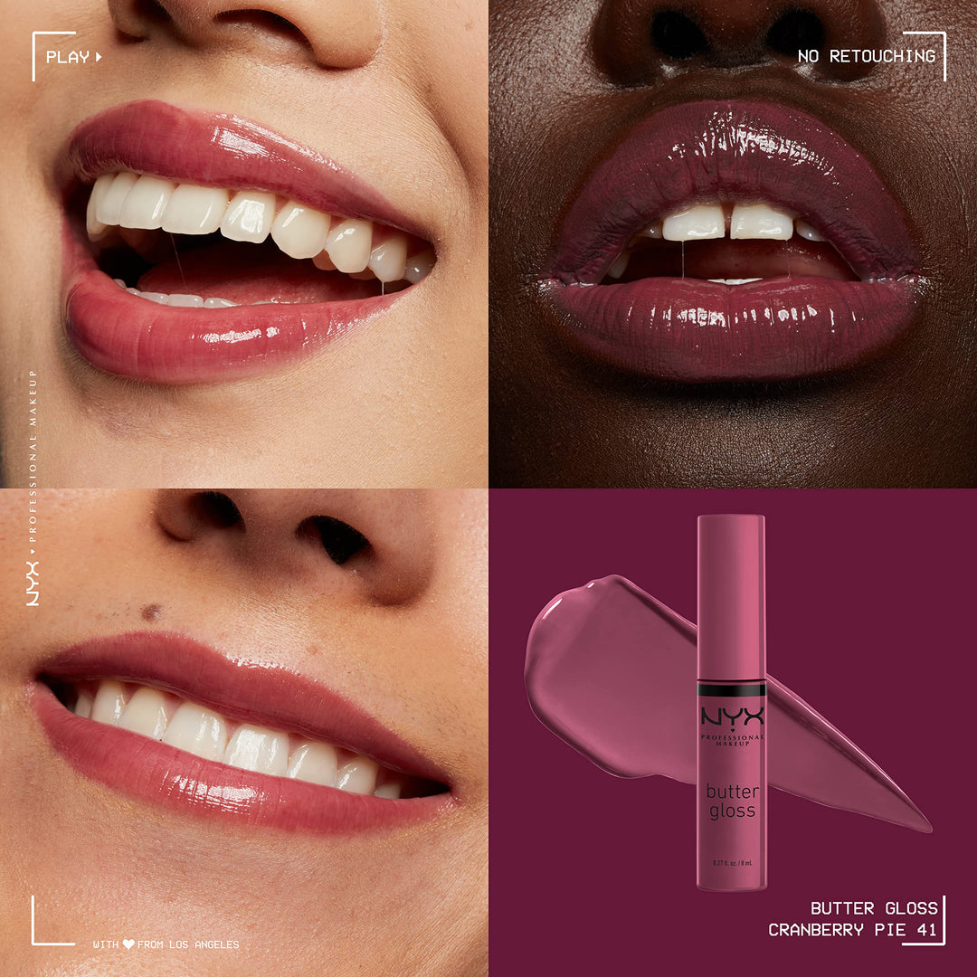 PROFESSIONAL MAKEUP Butter Gloss, Non Sticky Lip Gloss - Cranberry Pie (Mauve Purple)