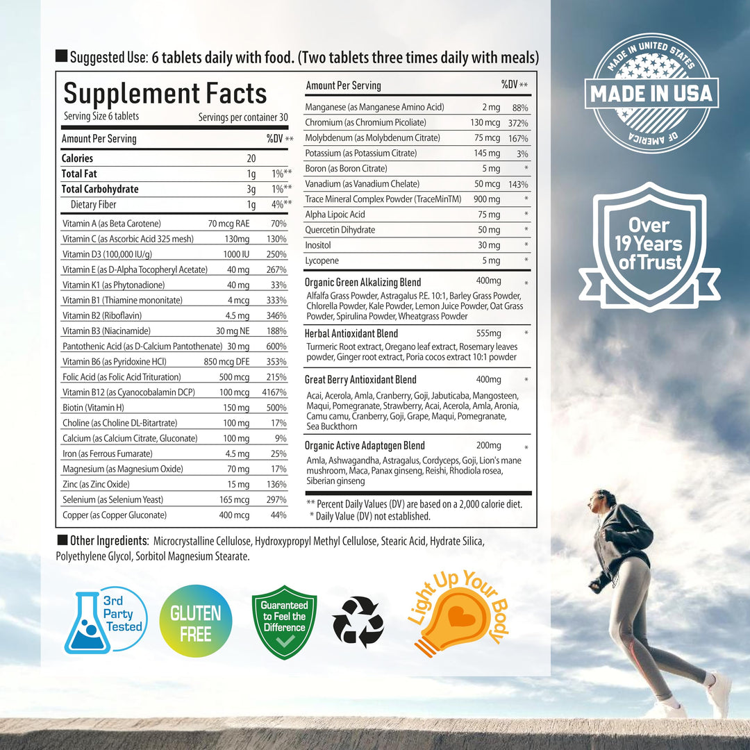 Vital Multi 143 - Multivitamin &amp; Multimineral Supplement with 20 Vitamins and 72 Minerals,143 Ingredients Total - 120 Tablets, 30 Day Supply