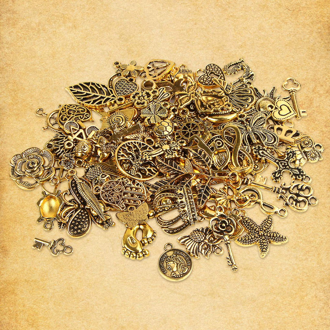 220Pcs Bracelet Charms Assorted Gold Plated Enamel Charms Necklace Bracelet Earrings Charm for DIY Jewelry Making Crafts