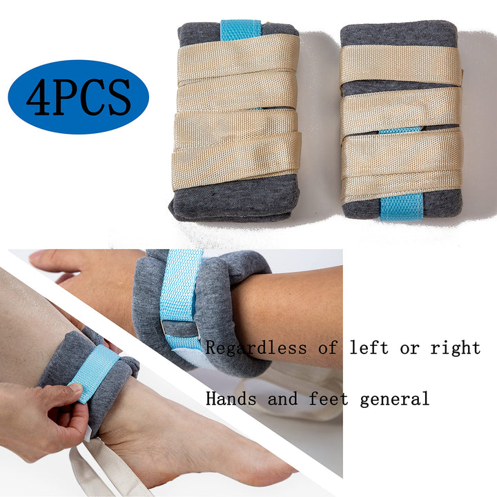 4PCS Sponge Anti-Strangulation Straps for Limbs Hospital Bed Wrist Straps Patient’s Hand and Ankle Restraint Belt Anti-Extubation Tube Scratch Manic Care Products
