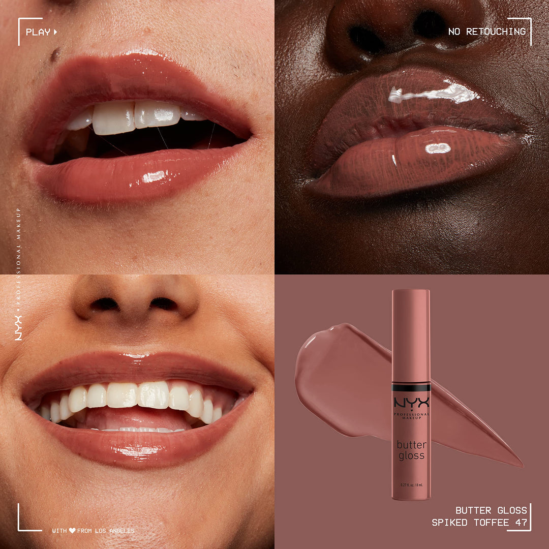 PROFESSIONAL MAKEUP Butter Gloss Brown Sugar, Non-Stick Lip Gloss - Spiked Toffee (Brown Mauve)