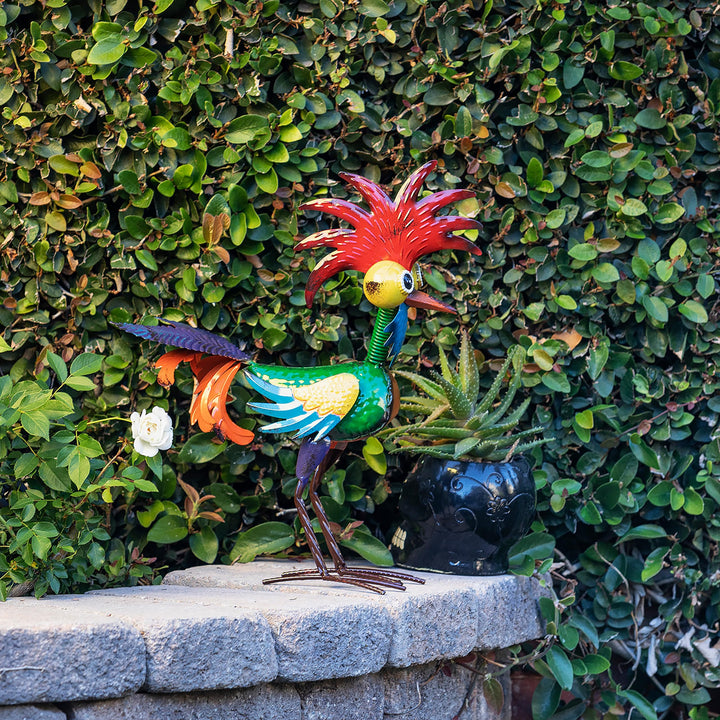 18 Tall Indoor/Outdoor Wacky Metal Rooster Yard Statue Decoration