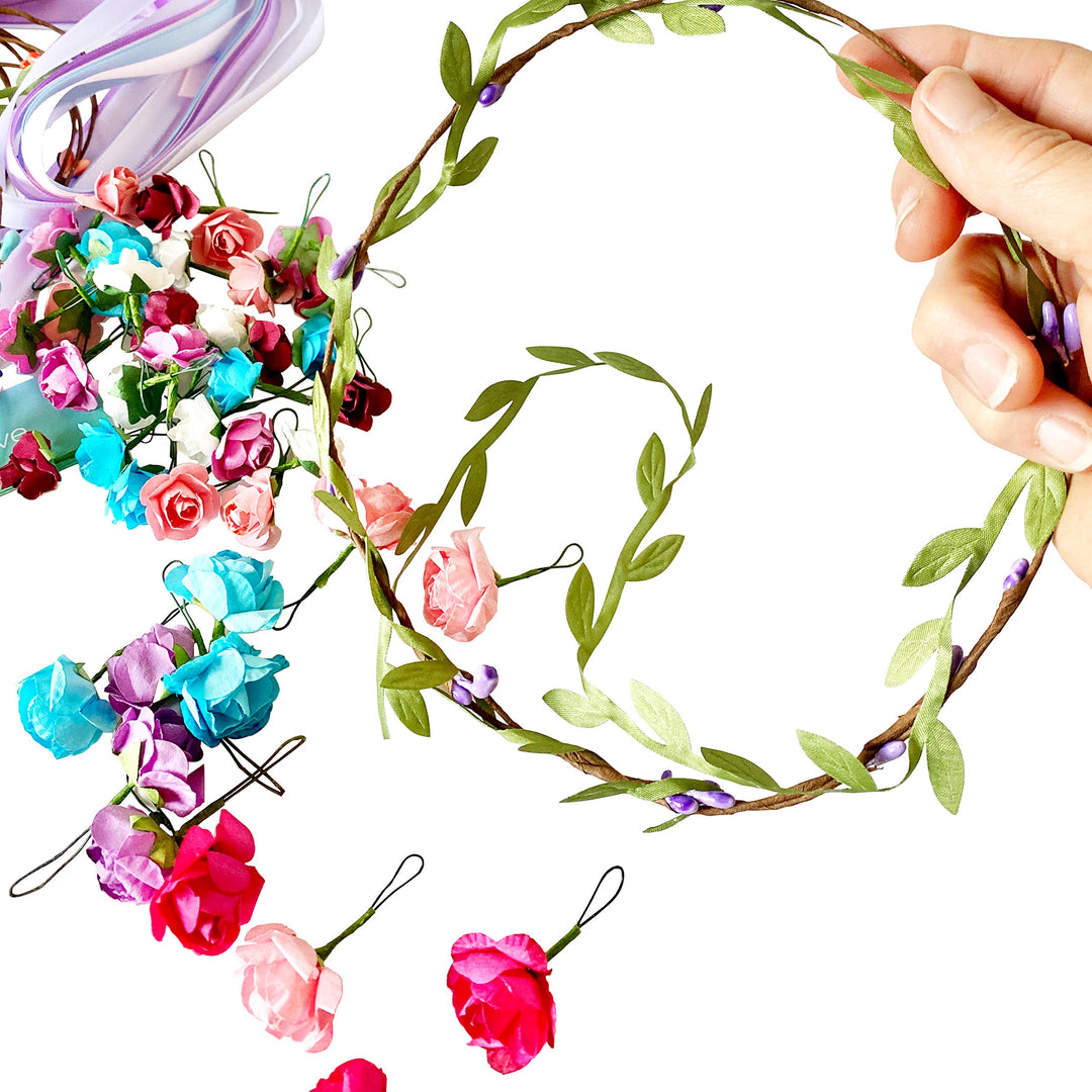 Make Your Own Flower Crown Kit &amp; Bracelet Craft Kit, DIY Flower Crown Making Kit Headband Making Kit Perfect Birthday Gifts, Arts and Crafts for Girls &amp; Boys Ages 6 7 8 9 10 Years Old &amp; Up