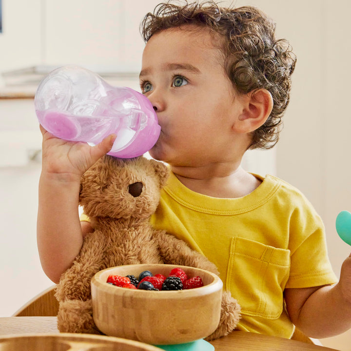 Munchkin Any Angle Sippy Cup for Toddlers, Weighted Toddler Straw Cup with Click Lock Lid, 10 Ounce, 2 Pack, Pink/Purple
