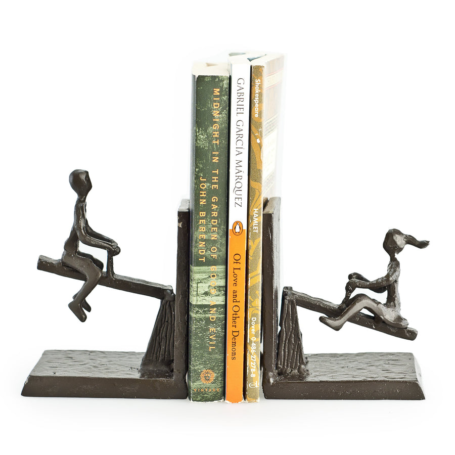 . ZI13023 See-Saw Metal Bookend Set. Iron Metal Art for Home and Office Decor – Decorative bookends for Shelves. Perfect Accents for Your Book Shelf or Coffee Table Book Organization